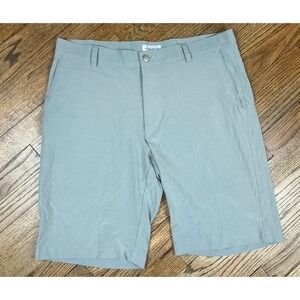 Peter Millar Light Grey Flat Front Casual Bermuda Golf Performance Shorts Sz 34